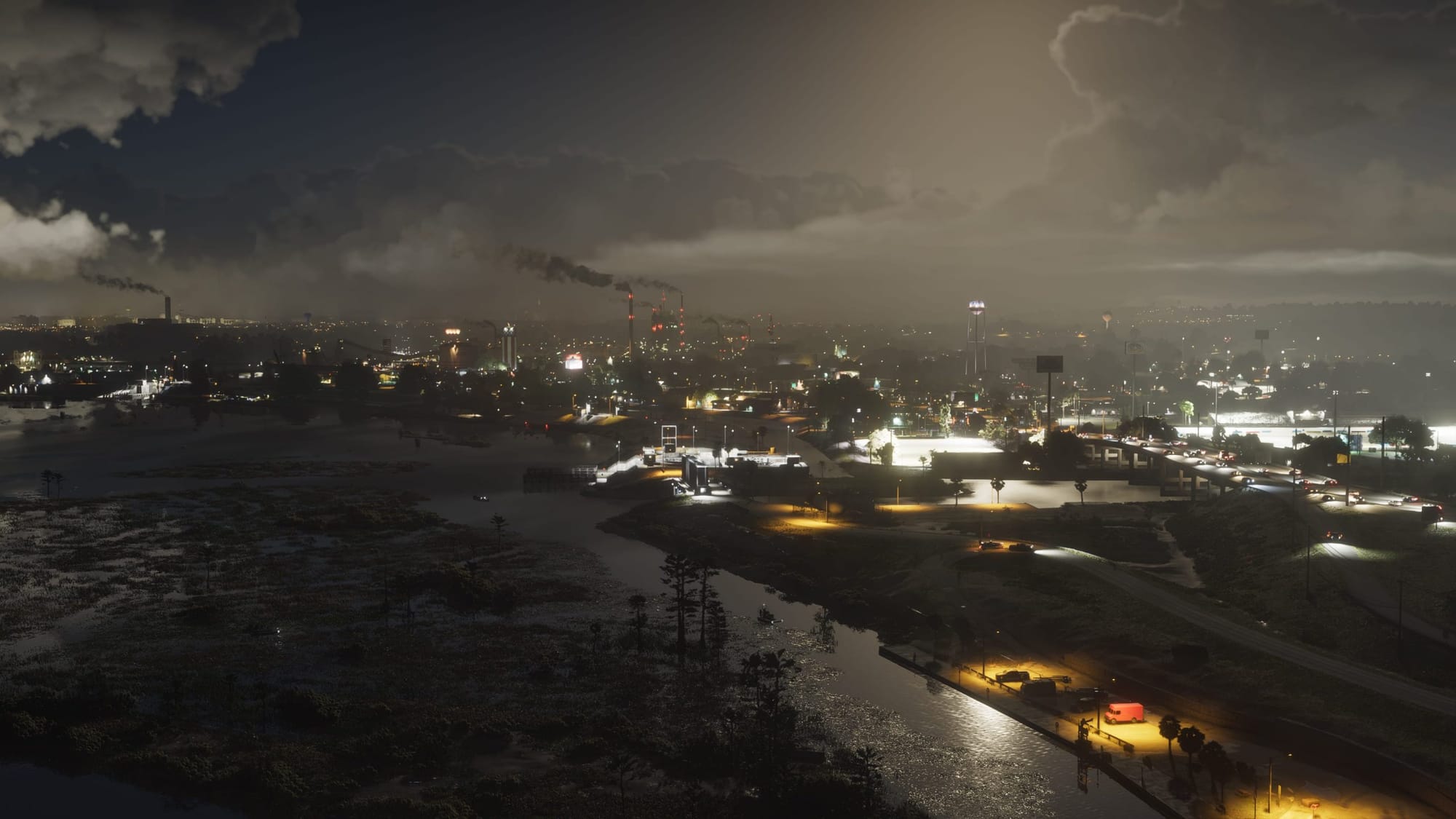 Aerial shot of Vice City